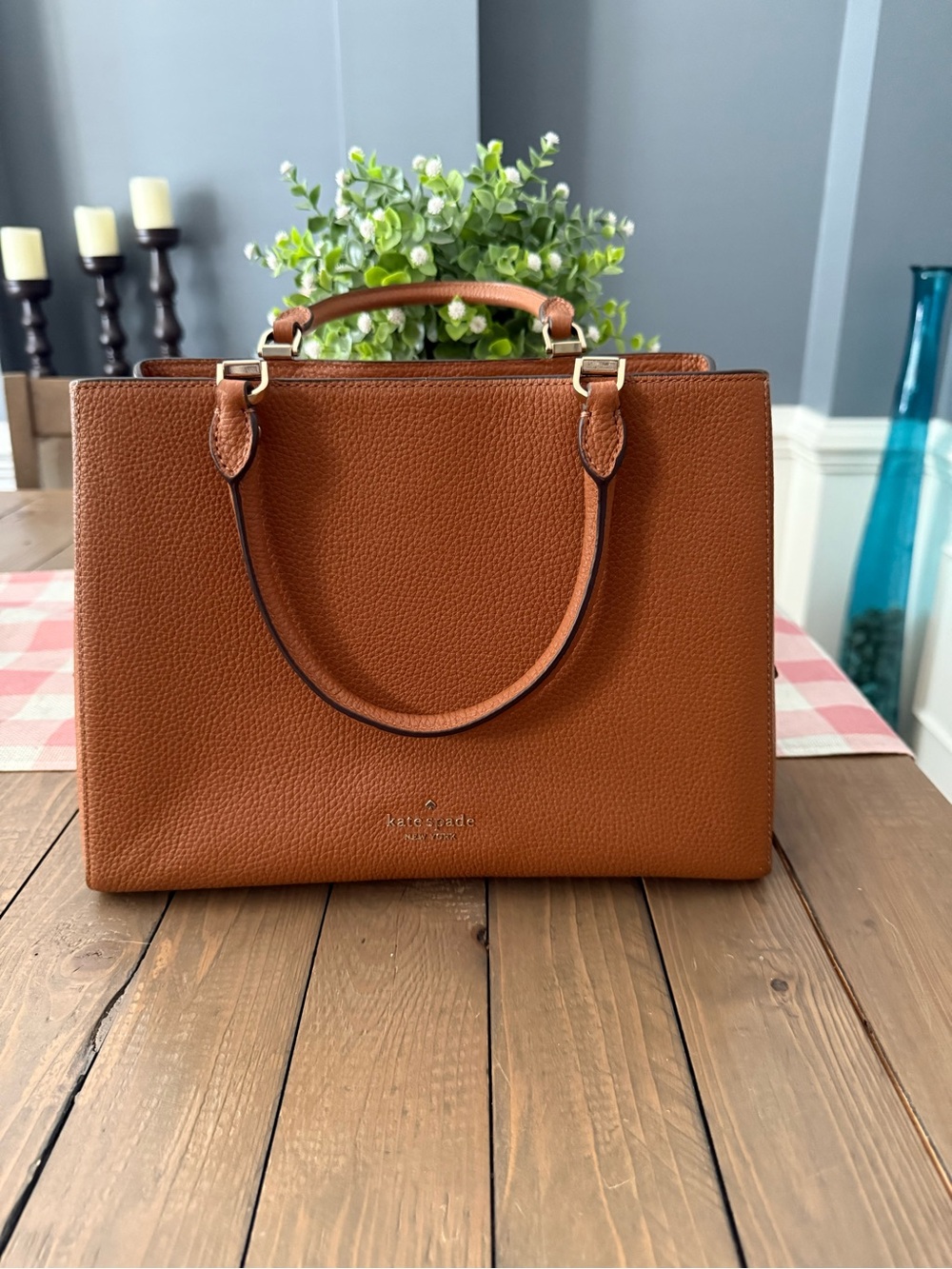 kate spade Tan Pebbled Leather Top-Handle Satchel